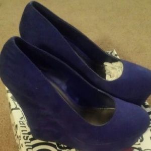 Blue Suede Wedges by Brash